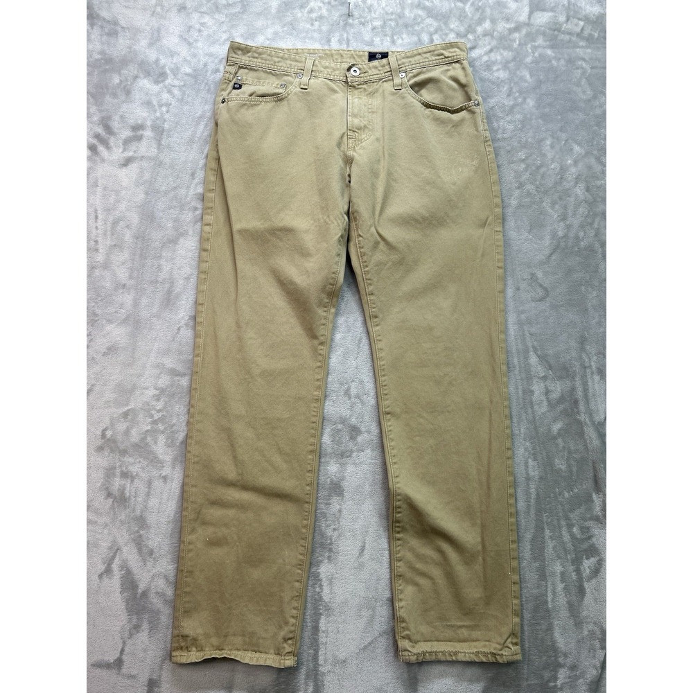 AG Adriano Goldschmied The Graduate Jeans Mens 34Rx33 Tailored Leg Stretch Khaki